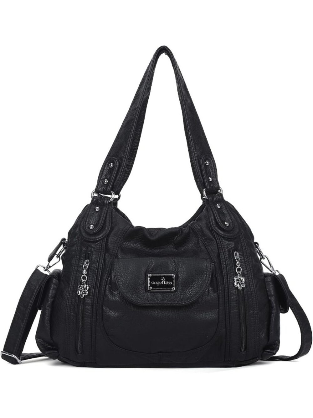 Stylish Large Faux Leather Hobo Tote Bag for Women - Multi-Pocket Shoulder Purse